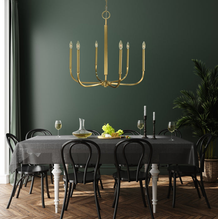 Framburg - 5876 BR - Six Light Chandelier - Manhattan - Brushed Brass