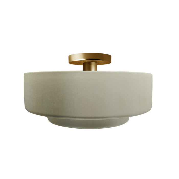 Justice Designs - CER-6363-CKC-BRSS - One Light Semi-Flush Mount - Radiance - Celadon Green Crackle