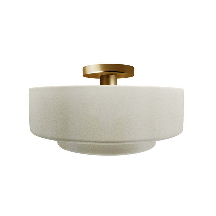 Justice Designs - CER-6363-CRK-BRSS - One Light Semi-Flush Mount - Radiance - White Crackle