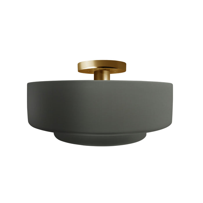 Justice Designs - CER-6363-PWGN-BRSS - One Light Semi-Flush Mount - Radiance - Pewter Green