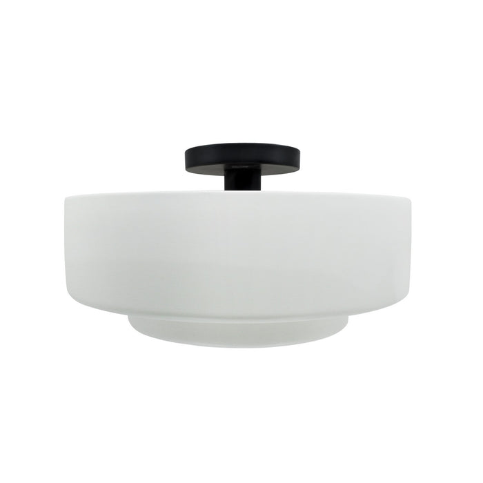 Justice Designs - CER-6363-WTWT-MBLK - One Light Semi-Flush Mount - Radiance - Gloss White (outside and inside of fixture)