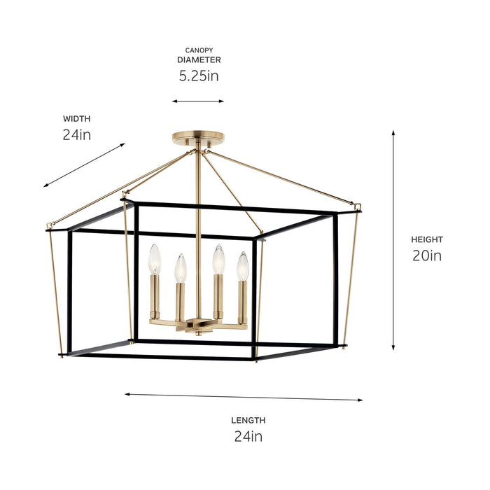 Kichler - 52632CPZ - Four Light Semi Flush Mount - Eisley - Champagne Bronze