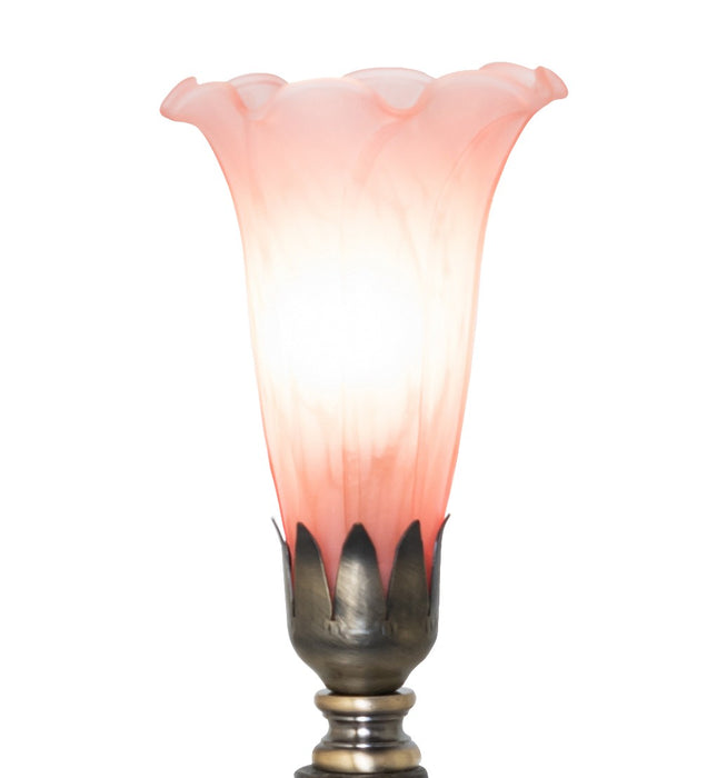 Meyda Tiffany - 273025 - One Light Mini Lamp - Pink Tiffany Pond Lily - Antique Brass