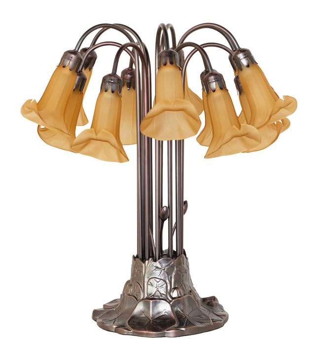 Meyda Tiffany - 273416 - 12 Light Table Lamp - Amber Tiffany Pond Lily - Mahogany Bronze