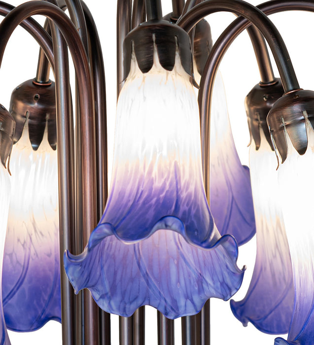 Meyda Tiffany - 273426 - 12 Light Table Lamp - Blue/White Tiffany Pond Lily - Mahogany Bronze