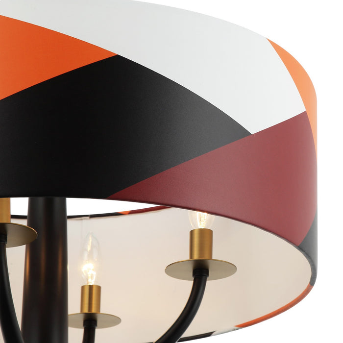 Varaluz - 501P04BLSB - Four Light Pendant - Patchwork - Black/Satin Brass/Patchwork