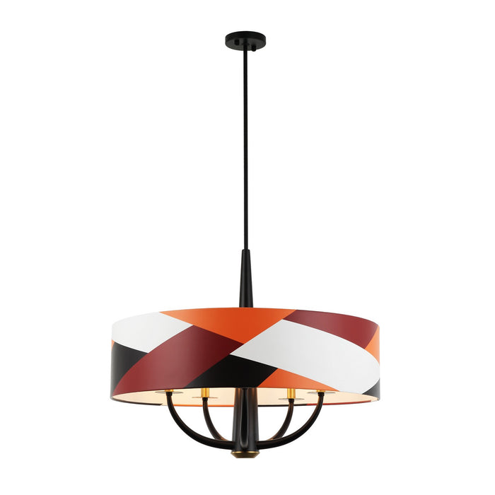 Varaluz - 501P05BLSB - Five Light Pendant - Patchwork - Black/Satin Brass/Patchwork