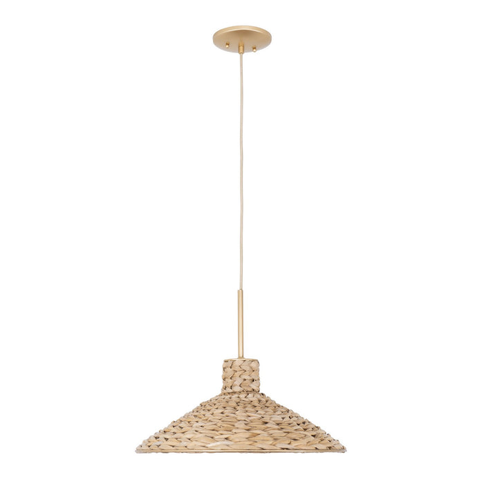 Varaluz - 502P01MFGN - One Light Pendant - Hilton Head - French Gold/Natural Seagrass