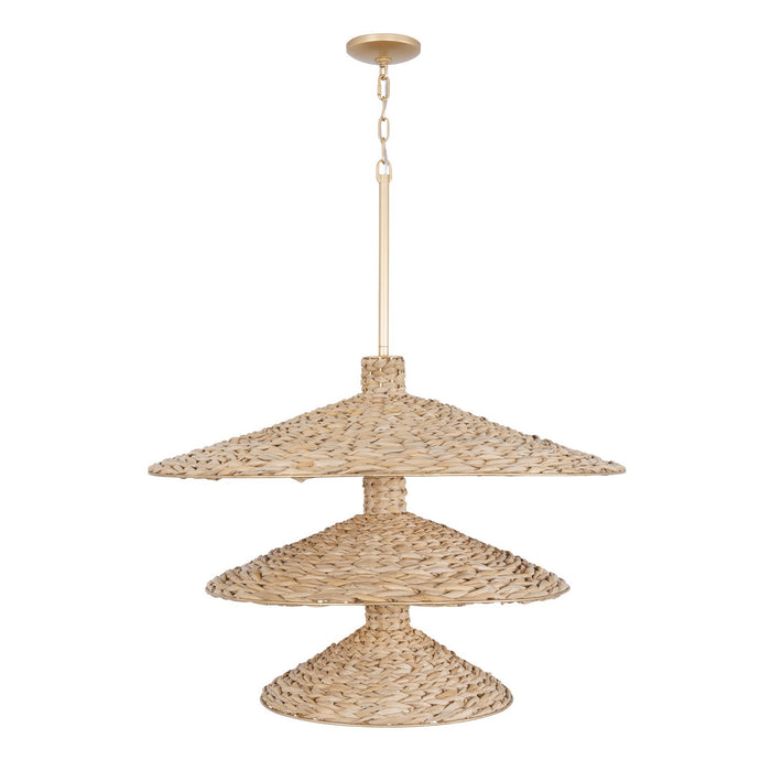 Varaluz - 502P15FGN - 15 Light Pendant - Hilton Head - French Gold/Natural Seagrass