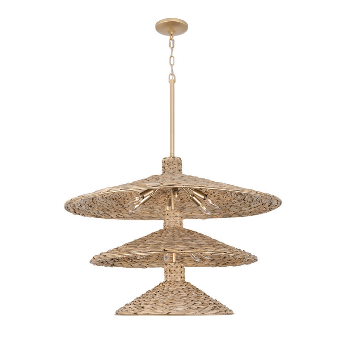Varaluz - 502P15FGN - 15 Light Pendant - Hilton Head - French Gold/Natural Seagrass