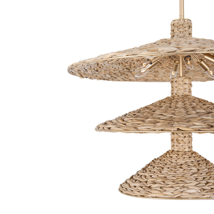 Varaluz - 502P15FGN - 15 Light Pendant - Hilton Head - French Gold/Natural Seagrass