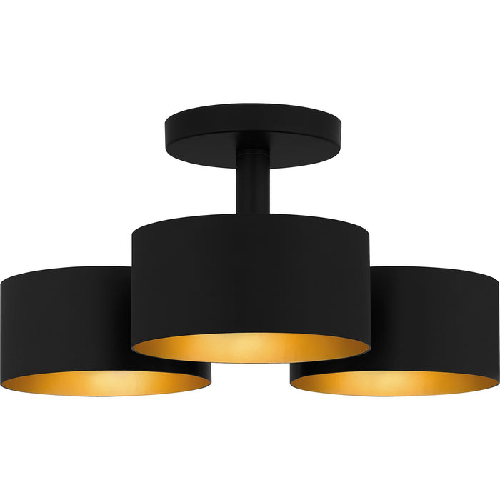 Quoizel - QSF6745MBK - Three Light Semi Flush Mount - Quoizel Semi-Flush Mount - Matte Black