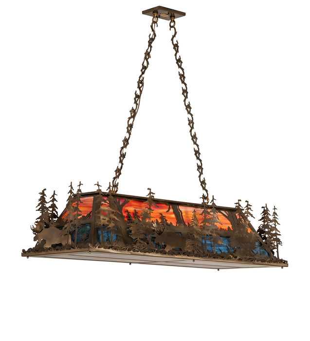 Meyda Tiffany - 274075 - Six Light Pendant - Moose Through The Trees - Antique Copper