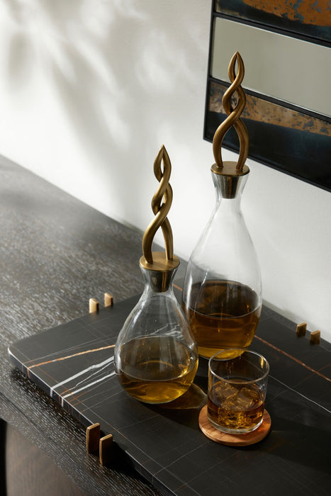 Arteriors - ARI12 - Decanters, Set of 2 - Elixir - Smoke/Vintage Brass