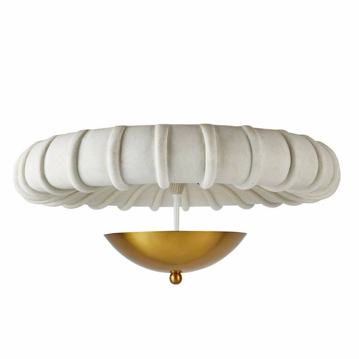 Arteriors - DFC12 - Three Light Flush Mount - Camella - Ivory/Antique Brass