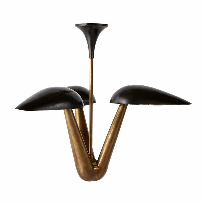 Arteriors - DMI11 - Three Light Chandelier - Everglades - Blackened Iron/Antique Brass