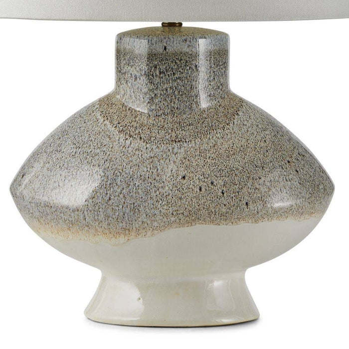 Arteriors - PTC33-103 - One Light Table Lamp - Ginn - Pebble Reactive/Antique Brass/Off-White/Off-White