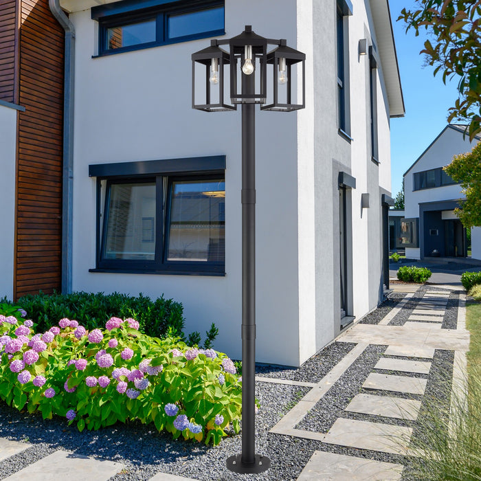 Livex Lighting - 20597-04 - Three Head Outdoor Post Light - Nyack - Black with Brushed Nickel