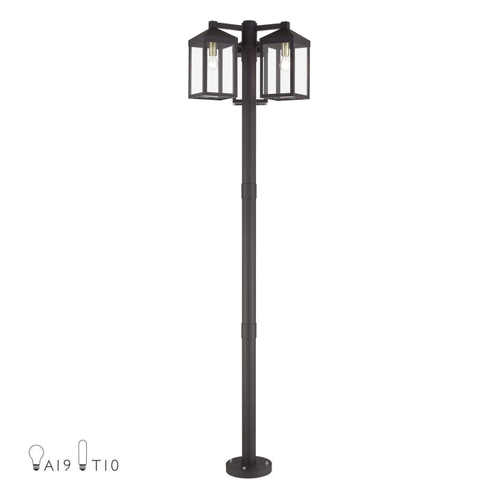 Livex Lighting - 20597-07 - Three Head Outdoor Post Light - Nyack - Bronze with Antique Brass