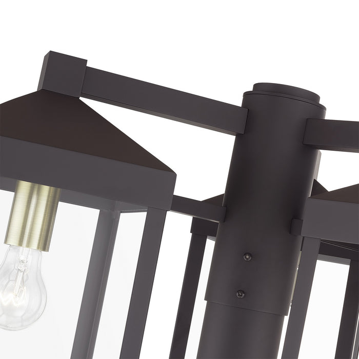 Livex Lighting - 20597-07 - Three Head Outdoor Post Light - Nyack - Bronze with Antique Brass