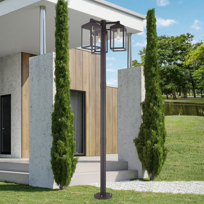 Livex Lighting - 20597-07 - Three Head Outdoor Post Light - Nyack - Bronze with Antique Brass