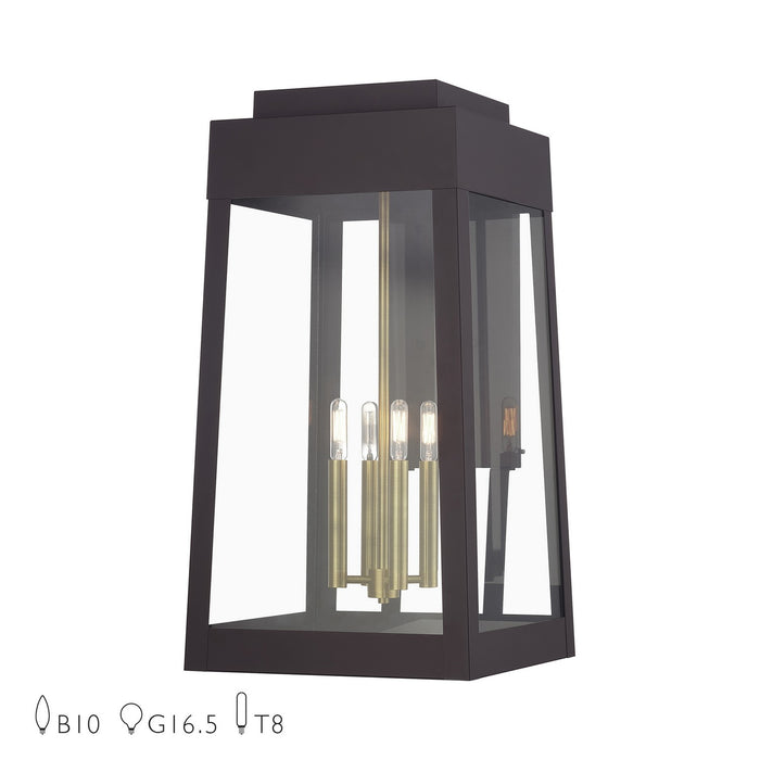 Livex Lighting - 20861-07 - Four Light Outdoor Wall Lantern - Oslo - Bronze with Antique Brass