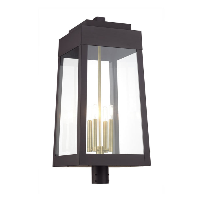 Livex Lighting - 20862-07 - Four Light Outdoor Post Top Lantern - Oslo - Bronze with Antique Brass