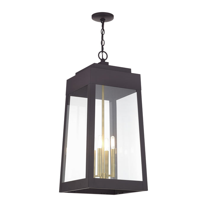 Livex Lighting - 20863-07 - Four Light Outdoor Pendant - Oslo - Bronze with Antique Brass