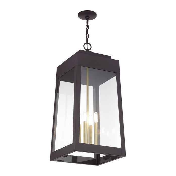 Livex Lighting - 20863-07 - Four Light Outdoor Pendant - Oslo - Bronze with Antique Brass