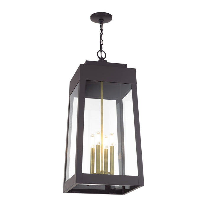 Livex Lighting - 20863-07 - Four Light Outdoor Pendant - Oslo - Bronze with Antique Brass