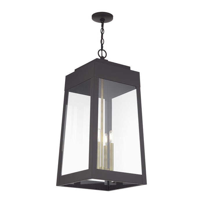Livex Lighting - 20863-07 - Four Light Outdoor Pendant - Oslo - Bronze with Antique Brass