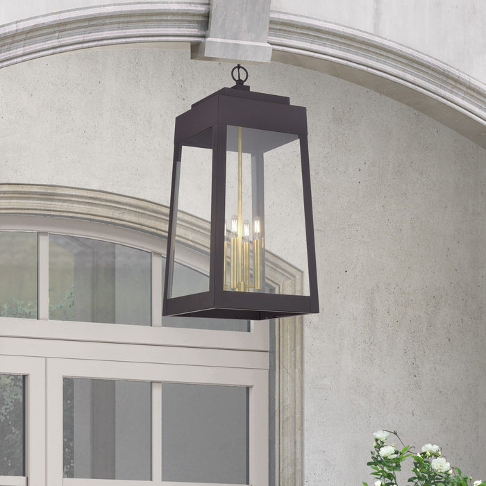Livex Lighting - 20863-07 - Four Light Outdoor Pendant - Oslo - Bronze with Antique Brass
