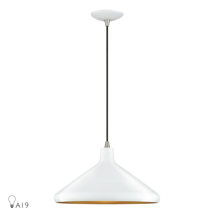 Livex Lighting - 41179-03 - One Light Pendant - Geneva - White with Brushed Nickel