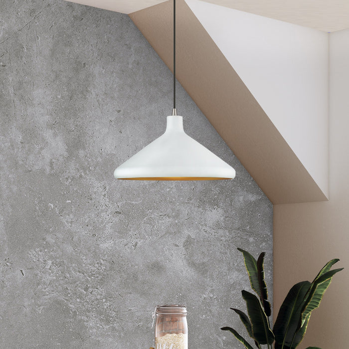 Livex Lighting - 41179-03 - One Light Pendant - Geneva - White with Brushed Nickel