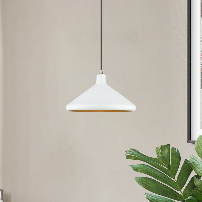 Livex Lighting - 41179-03 - One Light Pendant - Geneva - White with Brushed Nickel