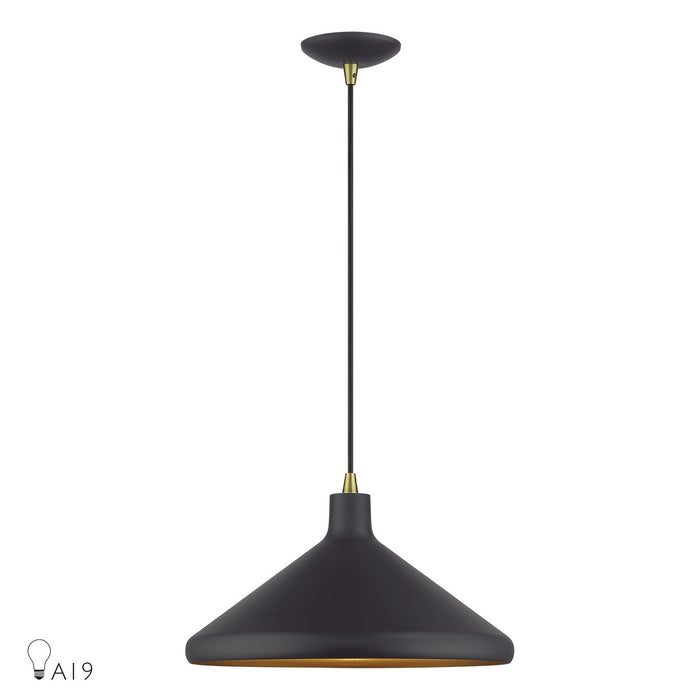 Livex Lighting - 41179-07 - One Light Pendant - Geneva - Bronze with Antique Brass