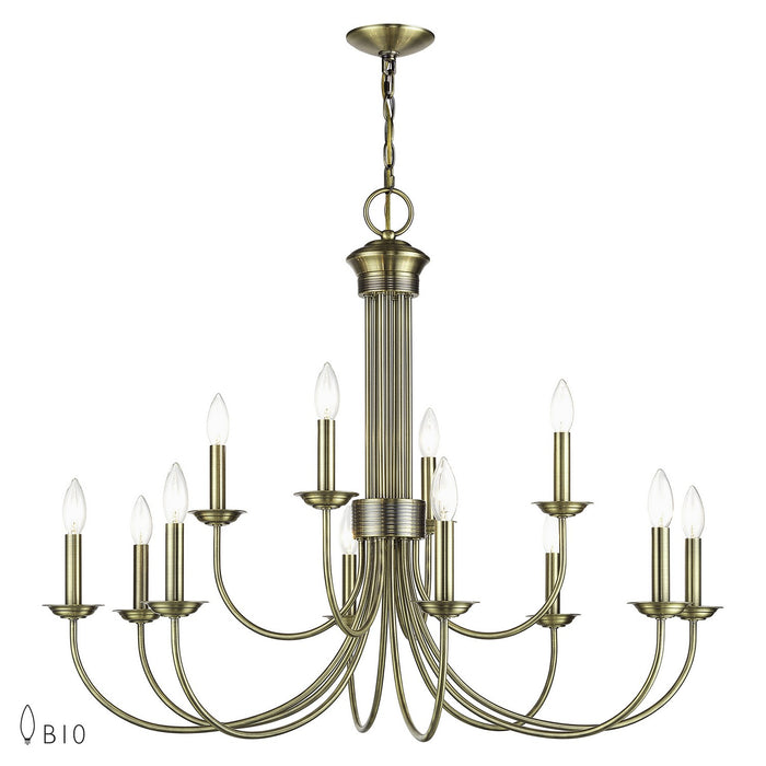 Livex Lighting - 42680-01 - 12 Light Chandelier - Estate - Antique Brass