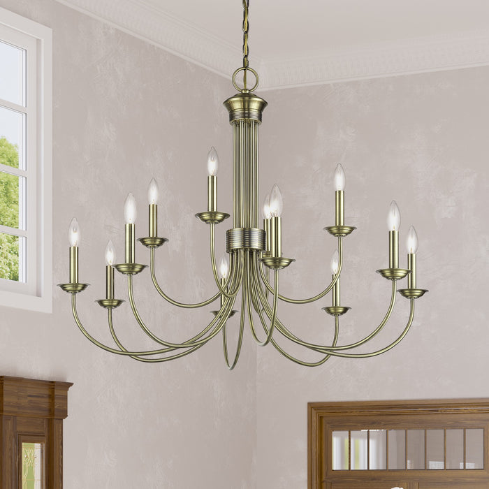 Livex Lighting - 42680-01 - 12 Light Chandelier - Estate - Antique Brass