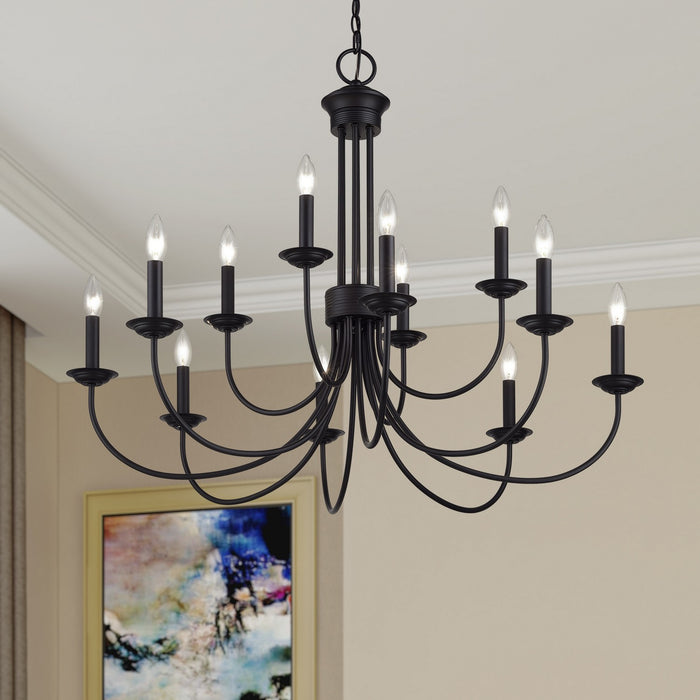 Livex Lighting - 42680-04 - 12 Light Chandelier - Estate - Black