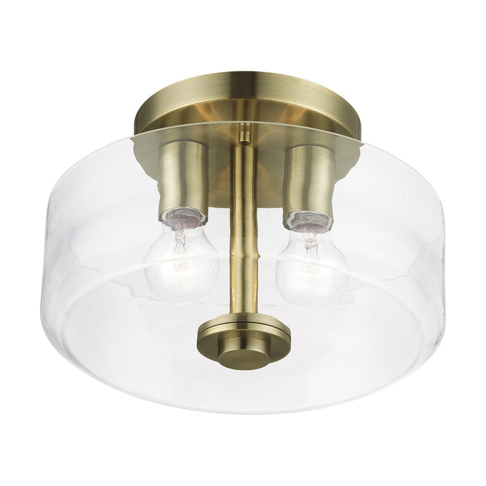 Livex Lighting - 46122-01 - Two Light Semi-Flush Mount - Whitworth - Antique Brass