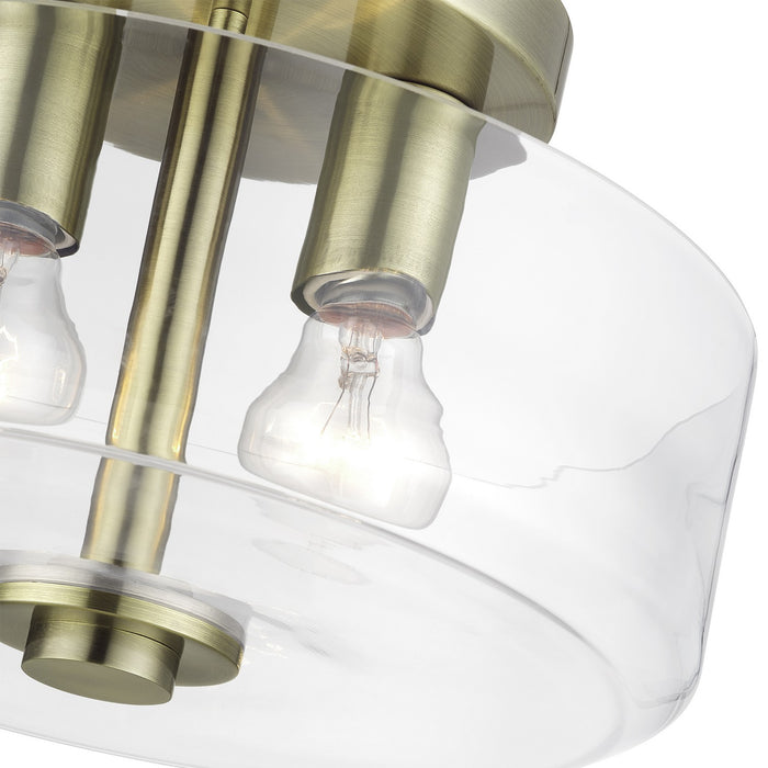 Livex Lighting - 46122-01 - Two Light Semi-Flush Mount - Whitworth - Antique Brass