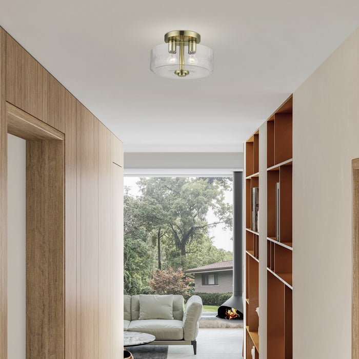 Livex Lighting - 46122-01 - Two Light Semi-Flush Mount - Whitworth - Antique Brass