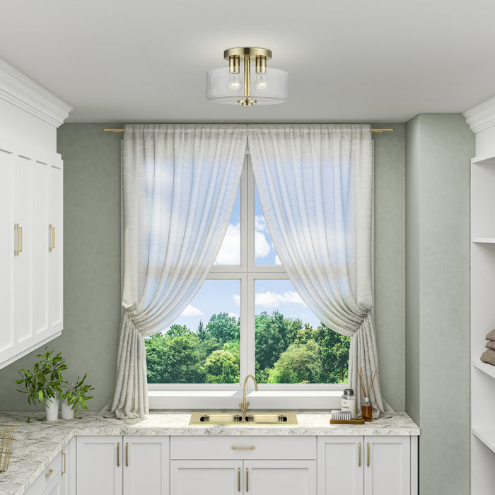 Livex Lighting - 46122-01 - Two Light Semi-Flush Mount - Whitworth - Antique Brass