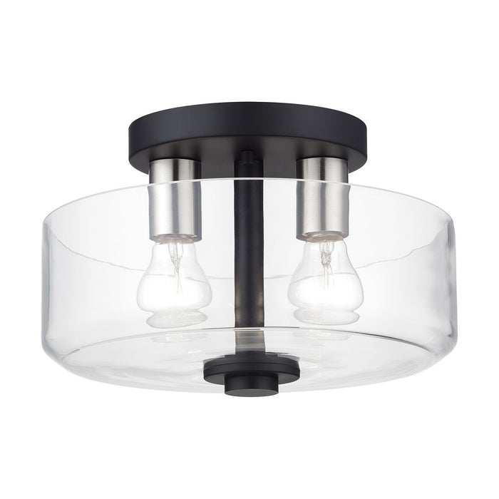 Livex Lighting - 46122-04 - Two Light Semi-Flush Mount - Whitworth - Black with Brushed Nickel