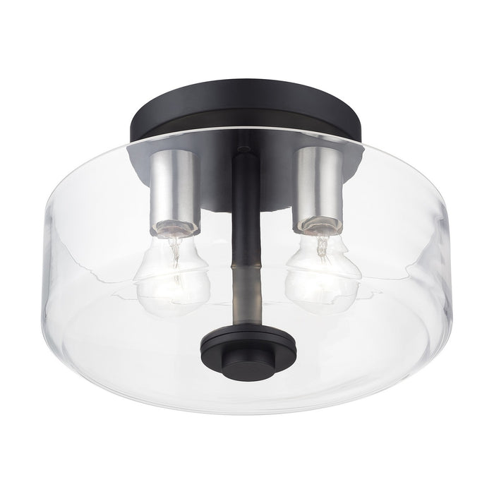 Livex Lighting - 46122-04 - Two Light Semi-Flush Mount - Whitworth - Black with Brushed Nickel