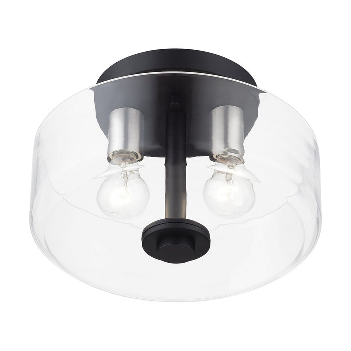 Livex Lighting - 46122-04 - Two Light Semi-Flush Mount - Whitworth - Black with Brushed Nickel