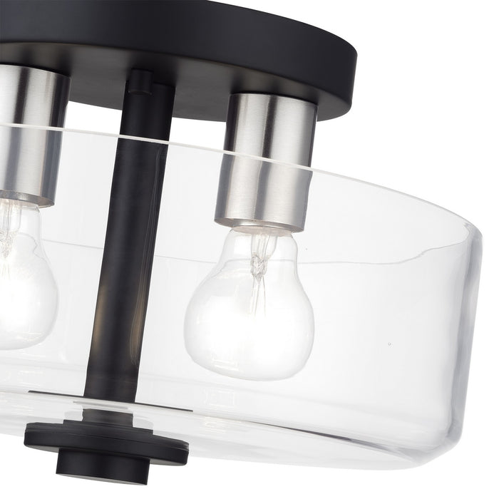 Livex Lighting - 46122-04 - Two Light Semi-Flush Mount - Whitworth - Black with Brushed Nickel