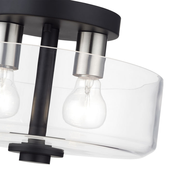 Livex Lighting - 46122-04 - Two Light Semi-Flush Mount - Whitworth - Black with Brushed Nickel