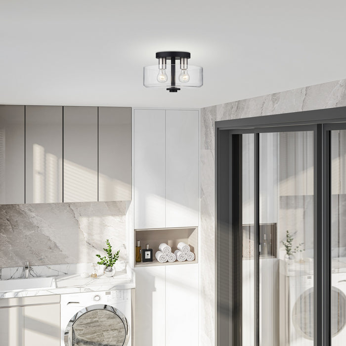 Livex Lighting - 46122-04 - Two Light Semi-Flush Mount - Whitworth - Black with Brushed Nickel