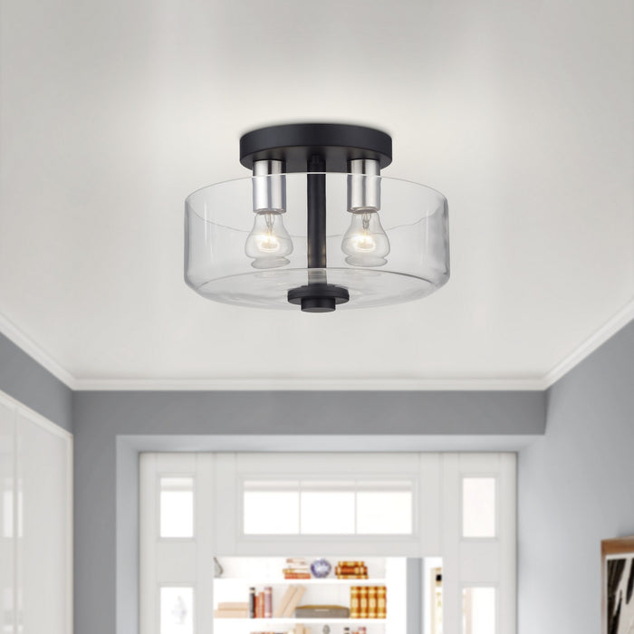 Livex Lighting - 46122-04 - Two Light Semi-Flush Mount - Whitworth - Black with Brushed Nickel